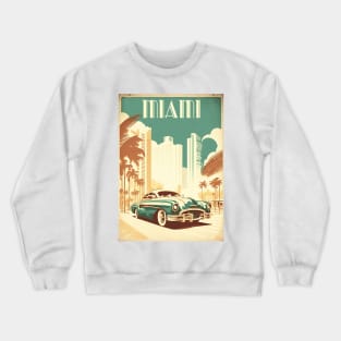 Miami Vintage Travel Art Poster Crewneck Sweatshirt